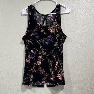Sam & Jess Sleeveless Black Floral Blouse